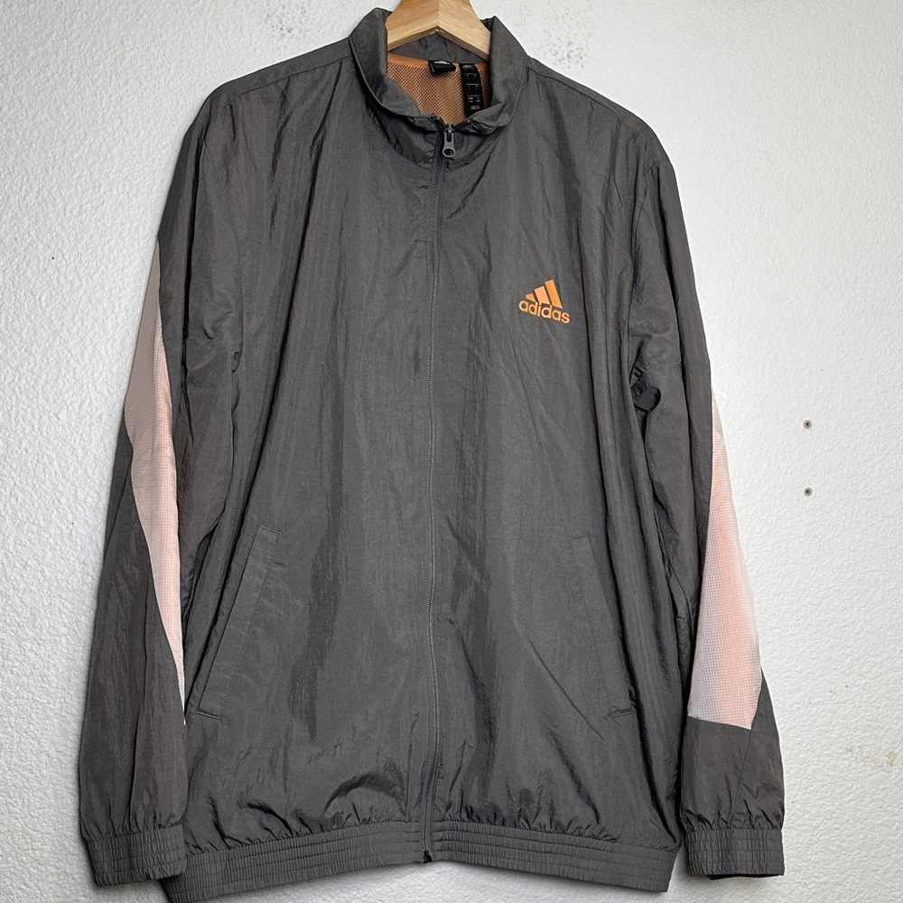 Adidas Men's Mesh Pop Track Full Zip‎ Jacket Gray Size Large Lightweight